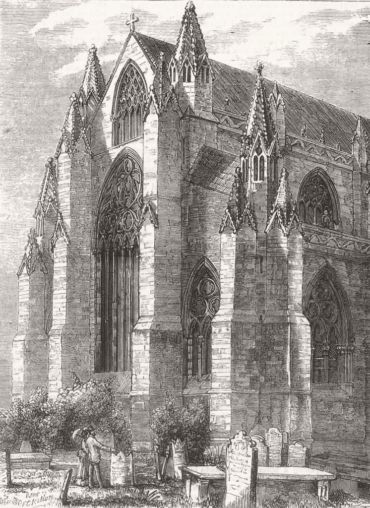 YORKS. Abbey Church, Selby. Exterior, East Window 1877 old antique print